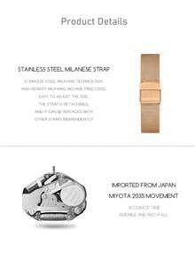 1 件优雅女士石英表，3ATM 防水，玫瑰金不锈钢网状表带，日本石英机芯，36 毫米圆形表壳，永恒时尚女士手表，配有精美的黑色礼品盒，适合作为送给女友和母亲的礼物 - 玫瑰金 - 查看 10