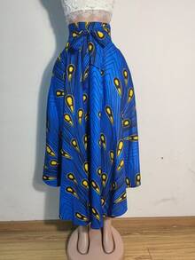 Women's Front Tie Pocket All-Over Print Minimalist Casual Skirt