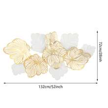 Rainaut 3D Metal Flower Wall Art Decor For Living Room, Modern Large Gold Leaves Hanging Artwork Decoration Sculpture For Home Room Bedroom Kitchen - 白色+金色 - 查看 11