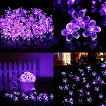 1 peça 20/50/100 Luzes de Corda Solares em Forma de Flor - Cordões de Luz Externa para Decoração de Jardim, Pátio, Cerca, Árvore de Natal com Ambiente de Luz de Fada - À Prova d'Água, Eficiente em Energia e Fácil de Instalar para Casamento, Festa, Casa, Gramado