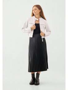 Bolongaro Trevor Real Leather Motto Racer Jacket - White - View 4