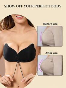 1/2 件装自粘隐形聚拢文胸套装 - 无肩带露背文胸，无缝提拉，透气防下垂，适合搭配婚纱和夏季服装 - 彩色 - 查看 5