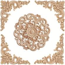 5 件未完成的木制装饰线条贴花，手工雕刻家具装饰贴纸适用于床/门/橱柜/衣柜，DIY 可涂漆装饰线条雕刻配件 - 5件 - 查看 1