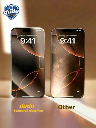dudu iPhone16/15/14/13/12/11/X 屏幕保护膜，钢化玻璃 [9H 硬度][高清透明][无气泡] 智能手机保护膜，防刮擦，生日、家人、朋友礼物，手机屏幕保护膜，手机配件