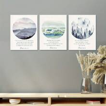 Conjunto de 3 cuadros enmarcados en lienzo con marco de madera, arte de pared con versículo bíblico, cristianismo, arte con versículo bíblico, decoración de pared bíblica, pinturas de arte inspiracional, impresión creativa, arte de pared en lienzo impermeable, mural artístico, apto para regalos, cama, decoración de pared con marco