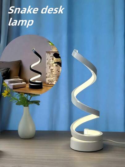 1 lampă de birou reglabilă RGB în formă de șarpe, aliaj de aluminiu, alimentată prin USB, lampă de citire cu LED pentru birou, îngrijire ochi, perfectă pentru masă, bar, dormitor, sufragerie, bucătărie, birou, decor romantic, lampă spirală