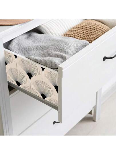 Roll Classic Fan Shaped Vinyl Self Adhesive Wallpaper, PET Seamless Peelable Contact Paper, Waterproof Moisture Proof Wand Protective Film, Removable, Easy To Install, Durable, Kitchen, Dining Room, Bedroom, Living Furniture Renovation, Rental ation, Straight Edge Matching, 17.32x118.11/196.85/393.7 Inches view 11