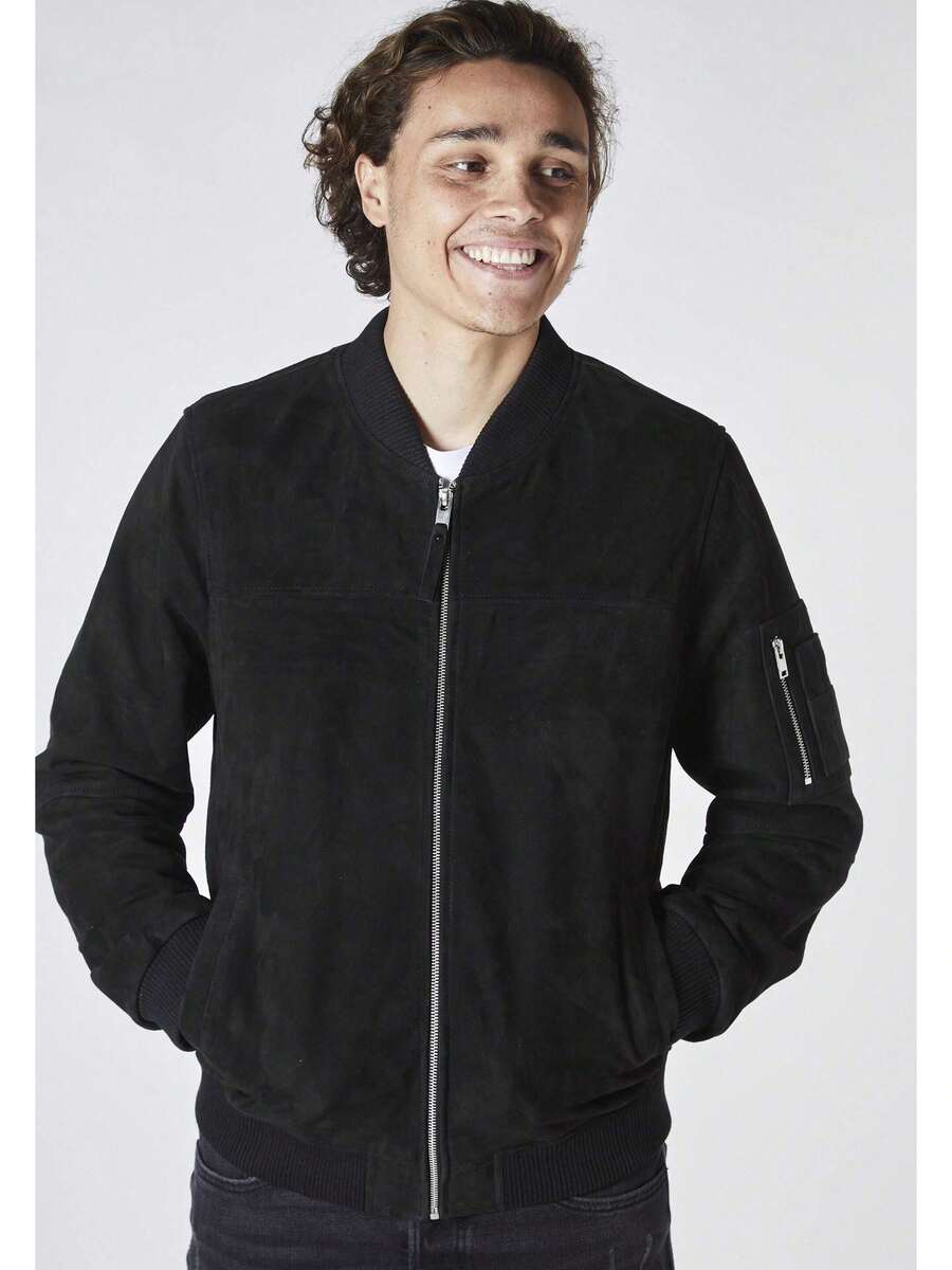 Bolongaro Trevor Real Suede MA1 Bomber Jacket - Black - View 1