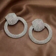 1 par de brincos de pino femininos luxuosos com strass exagerados e personalizados para festa/casamento, brincos decorativos da moda