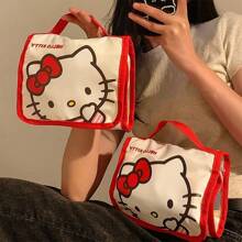 Sanrio 1pc Hello Kitty Multifunctional Four In One Makeup Bag, Cartoon Cute Portable Travel Grooming And Storage Bag, Suitable For Home Storage And Travel Supplies Storage,For Holiday Beach, Bathroom Collection, Bedroom Collection, Large Capacity