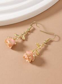 1 Pair Handmade Rose Flower Elegant Lightweight Resin Vacation Style Earrings For Women, Suitable For Valentine's Day Gift, Everyday Wear (Pink/Black/Red/White)