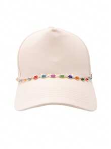 1pc Bling Crystal & Pearl PU Rope Metal Chain Hat Strap Charm, Fashionable Versatile Hat Accessories