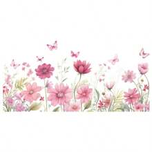 1pc Decorative Floral & Butterfly Wall Sticker With Colorful Painting Wall Decor Room Decor Stickers Personalised Stickers Wall Stickers
