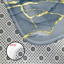 1pc Gray Marble Pattern Plush Bathroom Rug, Soft Surface Home Decor, Anti-Fatigue Kitchen Floor Mat, Luxury Minimalist Style Decorative Carpet For Bathroom, Entry, Relax Foot - Grey - View 5