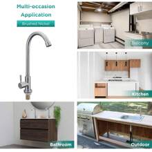 1 pièce Robinet en acier inoxydable à eau froide uniquement, robinet d'évier, matériau plus épais avec artisanat raffiné pour évier de cuisine, usage domestique, robinet de cuisine résistant aux éclaboussures