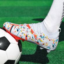 1 Pair Men/Women Adult Student Soccer Cleats, Low-Top Outdoor Team Competition Sports Shoes, Plus Size Non-Slip Durable AG/FG Cleats For Natural Grass, Soft Ground, Leather Football Training Shoes, Lace-Up, Lightweight High-Performance Grip Design, Top Professional Football Boots, Factory Direct - White - View 8