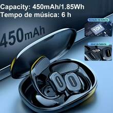 H'maston RS45 Fones de ouvido esportivos sem fio sem fio Bluetooth 5.3 com display de energia LED