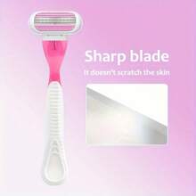 3-Layers Manual Razor For Women,Classic Razor, Shaving Set,Replacable Stainless Steel Blades,Women Shaver With Lube Strip,Reusable Blades