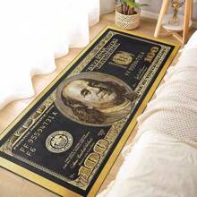 1pc Interesting Portrait & Dollar Bill Pattern Rug, Modern Creative Cartoon INS Style American Elements Rectangle Soft Area Carpet, Applicable For Outdoor, Entrance, Living Room, Bedroom, Laundry Room, Bathroom, Game Room, Washable All Season Bedside Mat, Home Decor