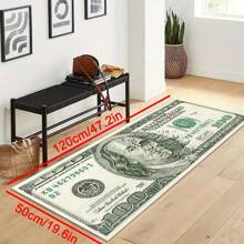 1pc Interesting Portrait & Dollar Bill Pattern Rug, Modern Creative Cartoon INS Style American Elements Rectangle Soft Area Carpet, Applicable For Outdoor, Entrance, Living Room, Bedroom, Laundry Room, Bathroom, Game Room, Washable All Season Bedside Mat, Home Decor