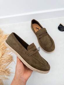 Men's Canvas Espadrilles With Non-Slip Soles, Casual Flat Espadrilles With Breathable Straw Fabric, Lightweight Slip-On Shoes For Summer Vacations, With High Quality, Easy To Wear And Drive, Ideal For Daily Use, Estimated Delivery 1-3 Business Days (Peninsula) - màu xanh lá - Xem 2