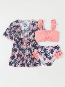 Jeune fille Cardigan à manches courtes, Ensemble de maillot de bain mode pour l'été