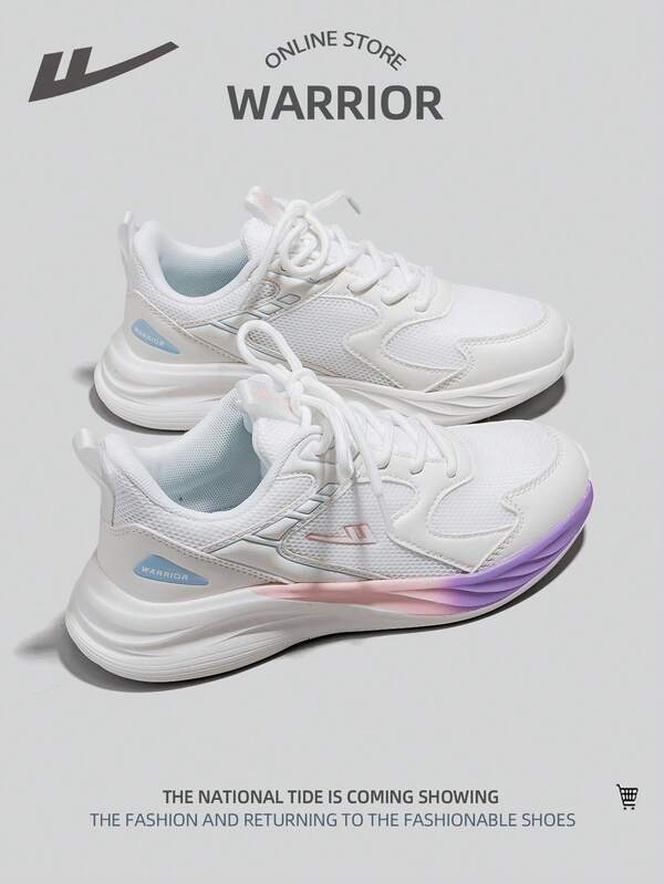 WARRIOR 1 Par de zapatos deportivos para mujer con estilo de malla transpirable, cordones delanteros, suela blanda y liviana para deportes al aire libre y correr, color blanco