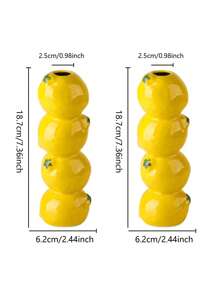 NJCHARMS Njcharms Lemon Shape Ceramic Vase, Rustic Farmhouse Vase For Table Decor, Wedding Arrangements, Office Decor, Unique Design, Dual Purpose Home Office, Flower Arrangements In Vases For Party Or Home Decor Gifts Birthday Graduation Room Decor Flower Vase Glass Vase