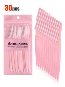 30 piezas. Set de recortador de cejas, recortador de cejas, recortador de cejas de mango largo, herramienta de belleza, utilizado para recortar las cejas, afeitadora, herramienta de exfoliación de precisión recortador de cejas, hoja de afeitadora facial, hoja de recortador de cejas y afeitadora con cubierta protectora, utilizado para eliminar el vello facial y corporal, adecuado para viajes, adecuado tanto para hombres como para mujeres. 1/3/6/12/24 piezas.