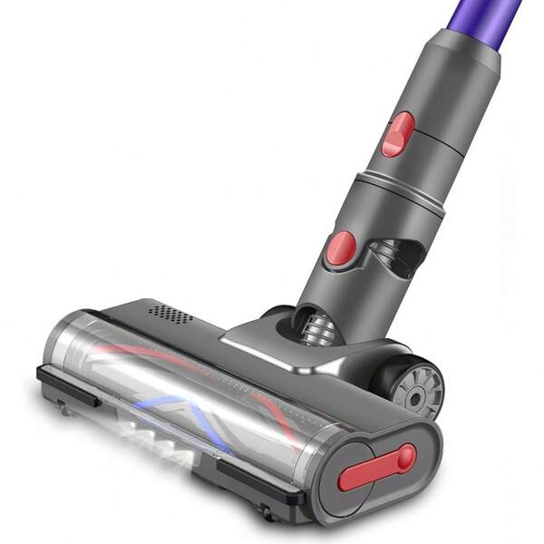 1er-Pack grauer Staubsaugerzubehör-Waschkopf, elektrische Staubsaugerbürste, Rollenbürste, kompatibel mit V7/V8/V10/V11/V15. Mit Mischborsten und LED-Licht ermöglicht das Drehgelenk eine vertikale Verstellung von 120° und eine horizontale Verstellung von 180°.