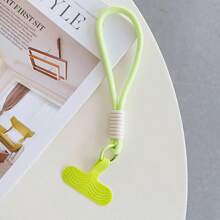 1pc Dopamine Color Block Short Wrist Strap Keychain Phone Lanyard With Silicone Anti-Lost Clip