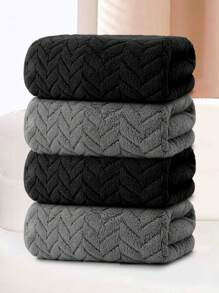 4pcs Solid Color + Striped Pattern Hand Towel Set - Towel Set - Size 13.78x29.53inch/35x75cm - Coral Fleece Material Soft & Skin-Friendly, Absorbent & Quick-Drying - With Hanging Loop For Easy Drying - No Shedding, No Fading - Minimalist & Fashionable Style - Suitable For Men & Women, All Seasons - Applicable For Bathroom, Living Room, Kitchen, Bedroom, Pool, Gifts, Also Can Be Used As Halloween, Autumn, Christmas Decorations, Christmas Gifts 70x140cm/27.56x55.12inch
