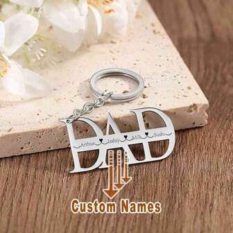 1 pièce Porte-clés personnalisé pour la Fête des Pères en acier inoxydable, porte-clés personnalisé cadeau d'anniversaire