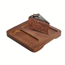 1pc Butter Dish Cheese Platter, Dessert Plate Bread Board (Platter Only), Natural Wood, Dark Brown Color