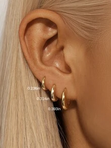 1 件 925 纯银经典粗 C 形 6/8/10 毫米耳环防过敏软骨耳环穿孔珠宝适合女士日常佩戴 - 金色 - 查看 3