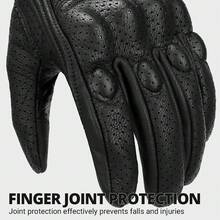 摩托车手套黑色皮革夏季摩托车手套触摸屏手套越野摩托车赛车手防摔手套自行车骑行保护摩托车配件骑行必需品男女骑士礼物 - 彩色 - 查看 4