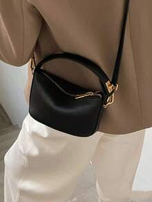 Élégant petit sac à main en PU - Sac à bandoulière et à travers pour femme, sac de navette simple, convenant pour le travail, les rendez-vous et les sorties quotidiennes - Noir - Voir 5