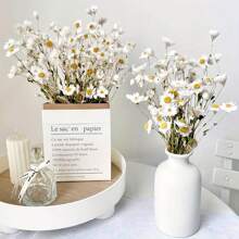 1 Bundles Artificial Flower White, Fake Small Mini Chrysanthemum Flowers, Realistic Artificial Flowers For Aesthetic Room Decor, Floral Arrangements Centerpiece