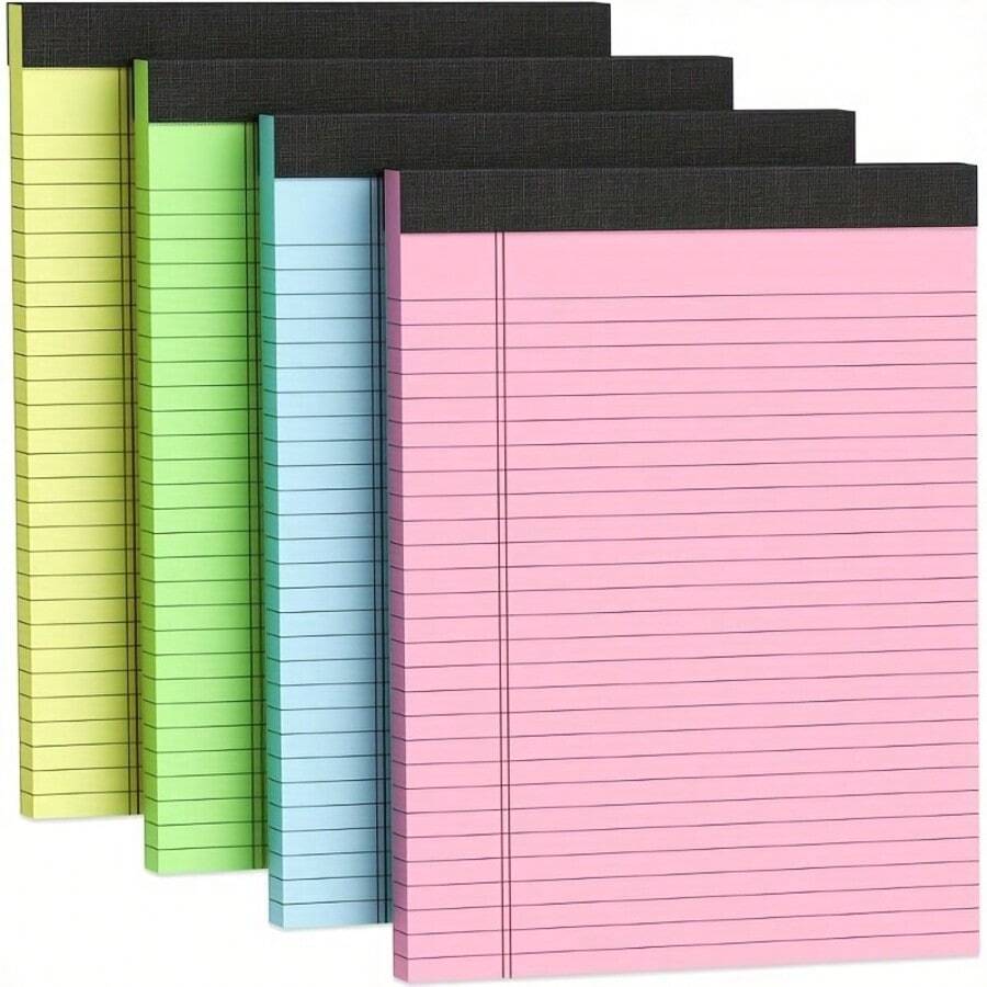 4pcs A5 Colorful Lined Memo Pad, Simple Tear-Off Notebook, Scratch Pad, Planner, Diary - A5 - View 1