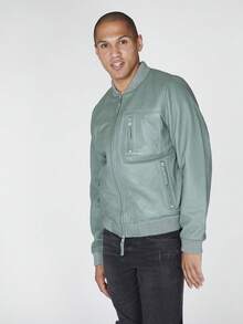 Bolongaro Trevor Real Leather Tommy Bomber Jacket - Green - View 3