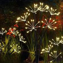 1PC Solar Powered Small Fireworks Ground Mounted Light, Suitable For Courtyard, Garden, Outdoor, Camping, Party Decoration