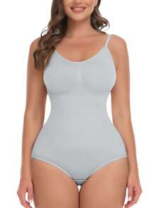 2PCS Slimming Women Tummy Control Shapewear Bodysuit Waist Trainer Body Shaper Underwear Waist Compression Jumpsuit Shaping Tank Top Seamless Undershirts Spaghetti Strap - Black+Blue(2 Pack) - View 5