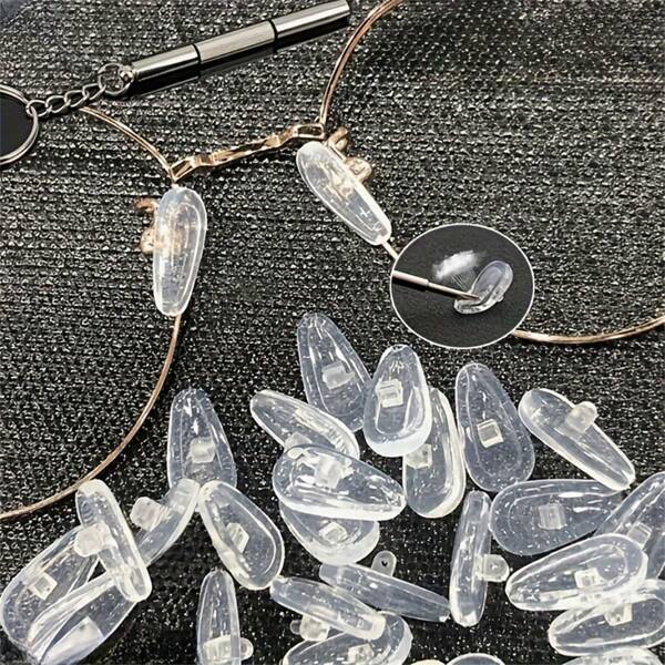 10/20pcs Soft Silicone Eyeglass Nose Pads With Screwdriver, Anti-Slip Glasses Nose Pads, Screw Replacement Repair Tool
