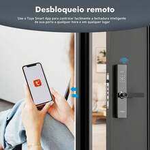 Tuya APP Wifi Fechadura Digital De Sobrepor Fechadura Eletronica Fechaduras Digital De Embutir Com Biometria - Preto - Visão 5