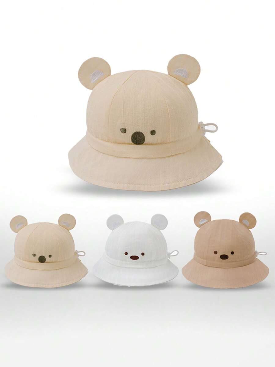 1 Baby Sonnenhut, Fischerhut für Neugeborene Mädchen und Jungen, Baby Sommer Sonnenschutz Hut, weiches einfarbiges bärförmiges Sonnenhut für Kleinkinder ganzjährig, verstellbarer Hutumfang mit Zugband, geeignet für Alltag/Outdoor/Reisen, 0-24 Monate - Verschiedenfarbig - Übersicht 1