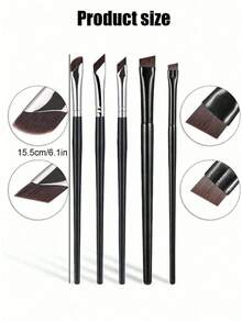 5件套化妆刷套装，包含眼影刷、轮廓刷、眉刷 - 柔软亲肤的化妆工具，便携式旅行化妆套装，眉刷、眼影刷、螺旋刷、螺旋刷