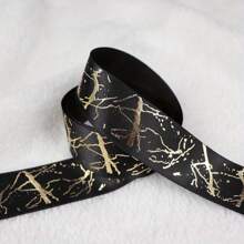 5 Yards 25mm Gift Ribbon Satin Marble Crack Pattern Golden Foil Printed Ribbon For Gift Wrapping Christmas Wedding Decor DIY Hair Bows Ribbon