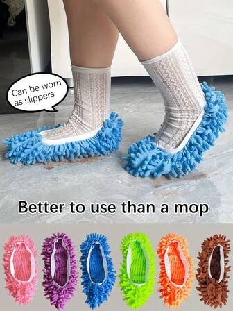 1/6 双可重复使用防滑地板清洁拖把拖鞋袜，隐形袜，男女通用短款低帮袜，轻松清洁地板，适合室内穿着和拖地