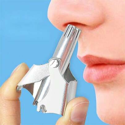 Recortador de vello nasal mini de acero inoxidable, recortador de vello nasal manual - Herramienta de aseo portátil de acero inoxidable, diseño resistente al agua con cepillo, sin batería, cuidado de higiene profesional para hombres y mujeres, recortador de vello nasal, adecuado para el hogar, viajes, transporte