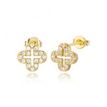 TUANZISP 22pcs Set Women's Gold Plated Copper Stud Earrings With Zirconia, Butterfly, Heart, Star, Crown, Snowflake, Geometric Designs, Versatile Fashion Jewelry, Elegant Vintage Luxury Gift For Women